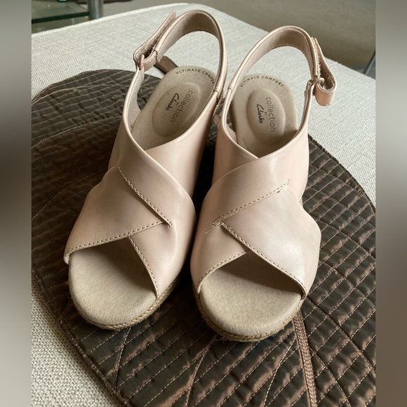 Clarks Leather Rope Wedge Sandals, Lafley Alaine, Blush, Size 7, Espadrilles NWT - Picture 8 of 12